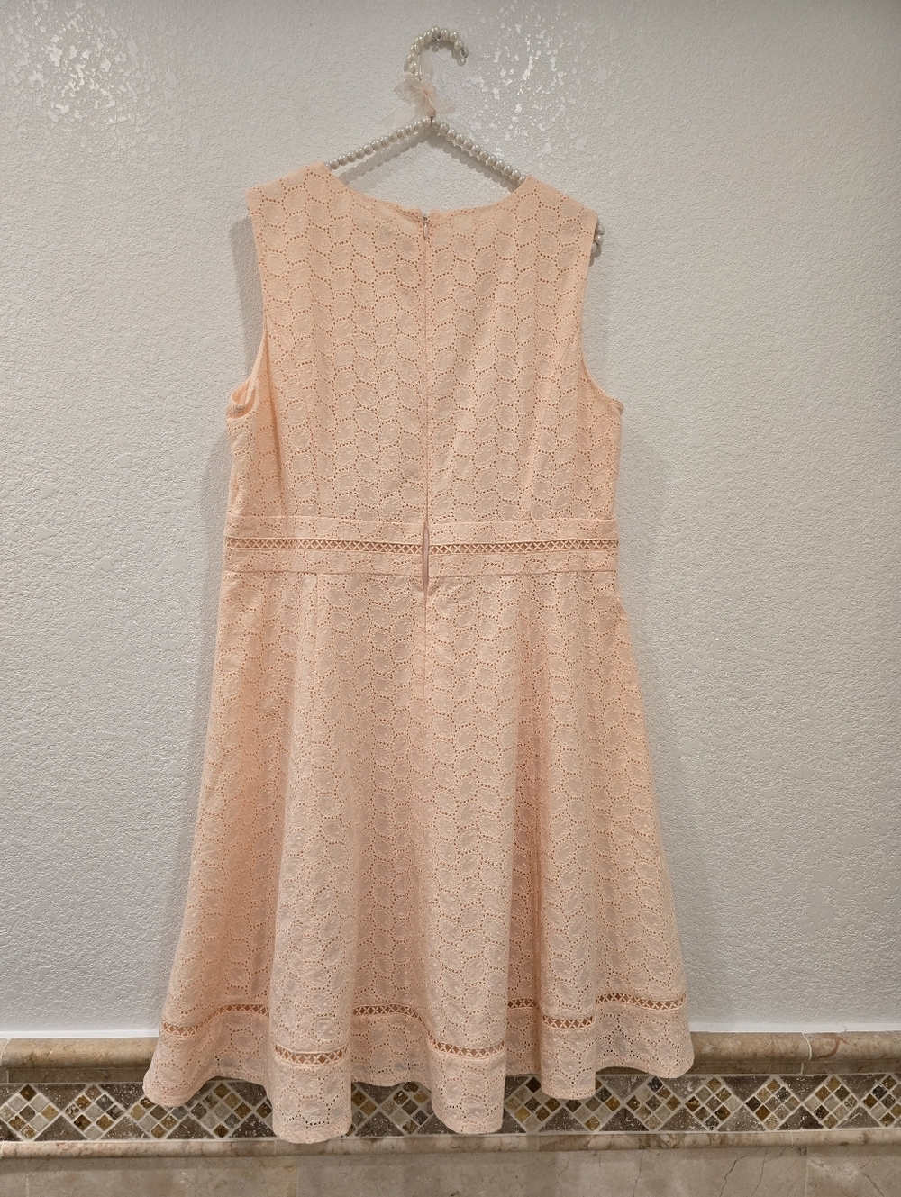 Calvin Klein Women's Sleeveless Cotton Eyelet Fit and Flare Dress Blossom 14 - Picture 4 of 8